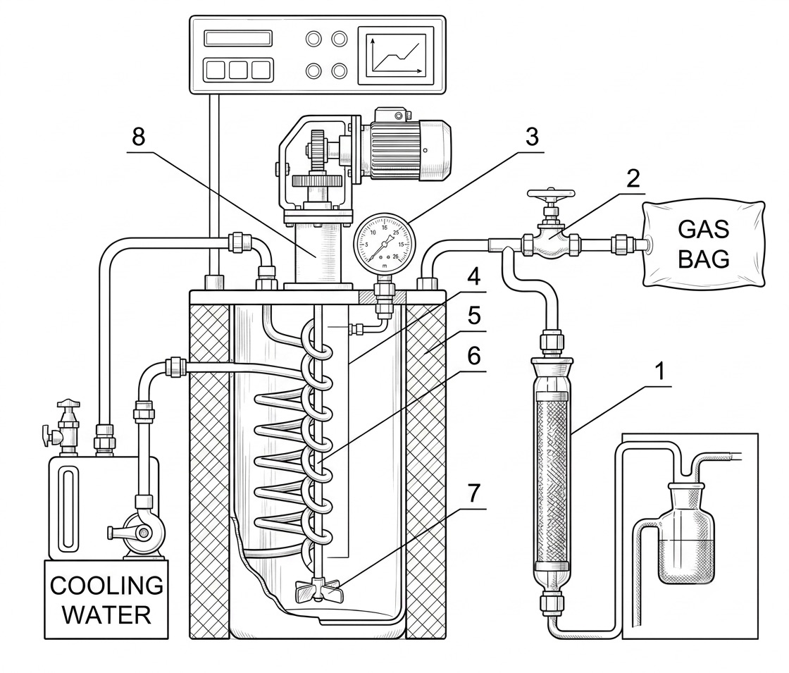 Schemat reaktora HTC — diagram laboratoryjny